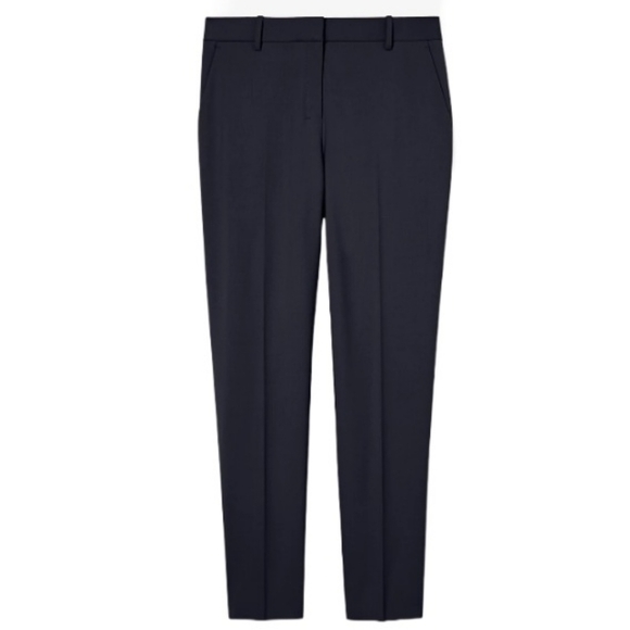 MM LEFLEUR Washable Wool Twill Dress Pants Navy Blue Trousers 14 - Picture 2 of 16